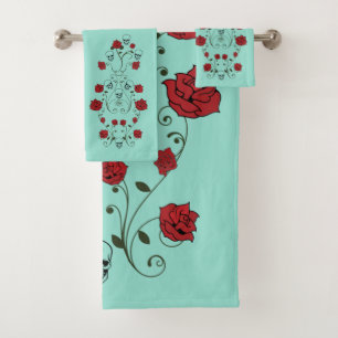 Skuls & Roses Serviettes de bain ensemble Turquois
