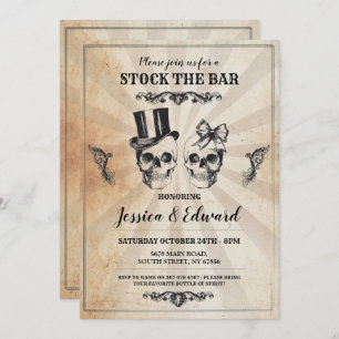 Skuls Stock Le Bar Halloween Invitation Vintage