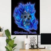 SKULT & BLUE FLAMES Aaryn Steele Poster d'art (Bureau à domicile)