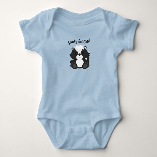 Skunk Baby Shower Blauw Romper (Voorkant)