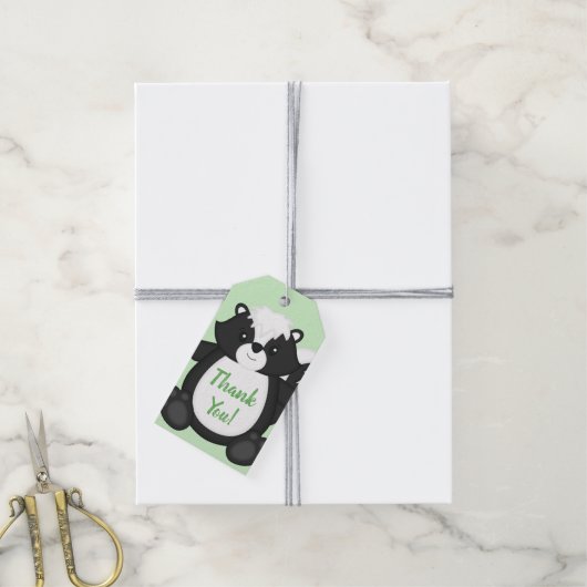 Skunk Baby shower Green Cadeaulabel (Met Touw)