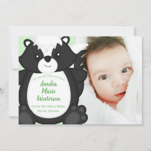 Skunk Baby shower Green Kaart