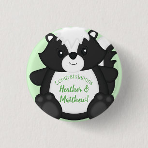 Skunk Baby shower Green Ronde Button 3,2 Cm