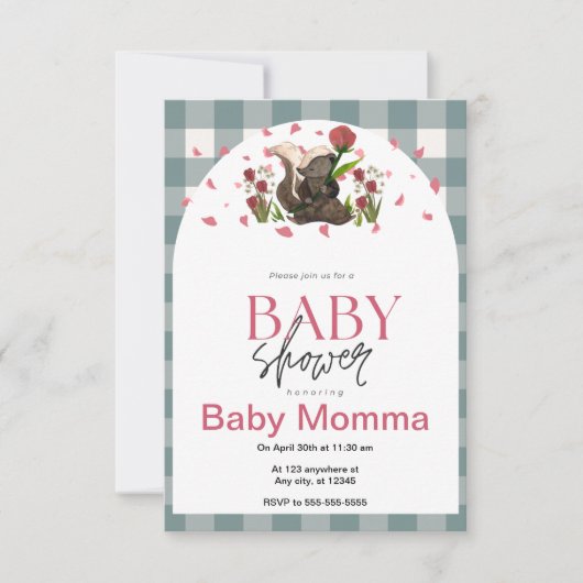Skunk Baby shower Invitation Kaart (Voorkant)