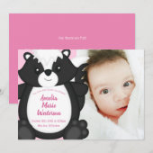 Skunk Baby shower Roze Kaart (Voorkant / Achterkant)