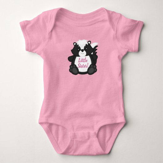 Skunk Baby shower Roze Romper (Voorkant)