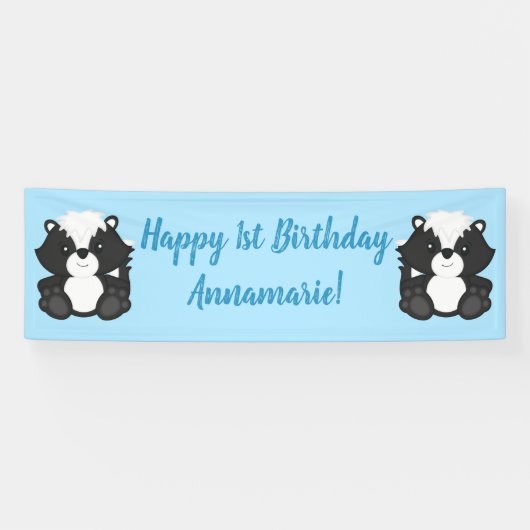 Skunk Birthday Party Blue Spandoek (Horizontaal)