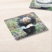Skunk Black and White Vierkante Kartonnen Onderzetter (Schuin)