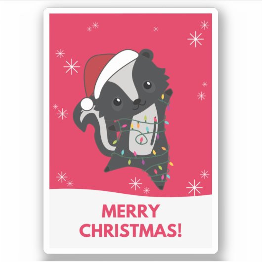 Skunk Christmas Skunks Winter Animaux Sticker (Devant)