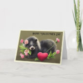 Skunk Hugging Flowers Carte de Saint Valentin (Devant)