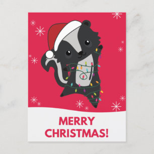 Skunk Kerststinkdieren Winterdieren Feestdagenkaart