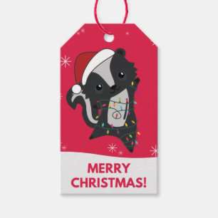 Skunk-kerststinkdieren winterdieren Labels Cadeaulabel