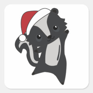 Skunk-kerststinkdieren winterdieren vierkante sticker