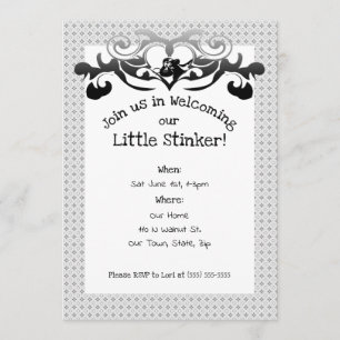 Skunk Little Stinker Baby shower Kaart