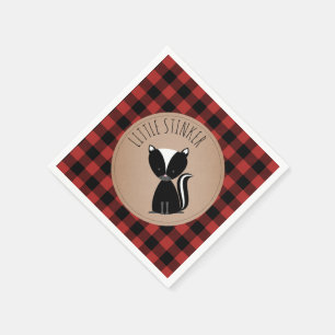 Skunk Lumberjack Pset Baby shower Napkins Servetten