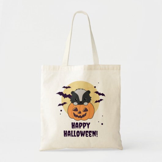 Skunk Pumpkin Cute Skunks Happy Halloween Canvas t Tote Bag (Voorkant)