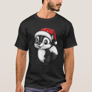 Skunk Santa Hat Xmas Boys Girls Kinder Skunk Lover T-shirt