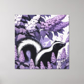 Skunk Skunks en Lila Struik Paarse Canvas Afdruk (Voorkant)