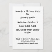 Skunk sur skateboard Birthday Invitation (Dos)