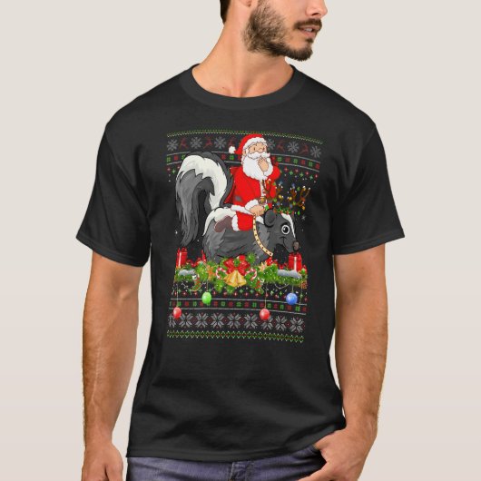 Skunk  Ugly Santa Riding Skunk Christmas T-shirt (Voorkant)