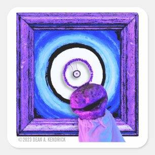 Skwot Boven Assie de Barker op Oog Alien Vierkante Sticker