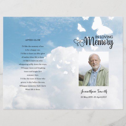 Sky and Butterfly Funeral Programme sjabloon (Voorkant)