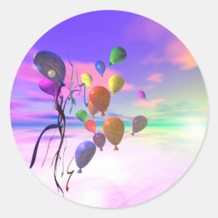 Sky Birthday-ballonnen Ronde Sticker