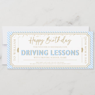Sky Birthday Driving Lessons Gift Voucher Card Kaart