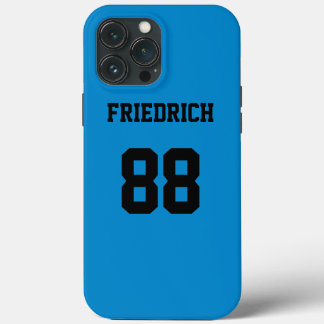 Sky Blauw en Zwart Sport Jersey iPhone 13 Pro Max Hoesje