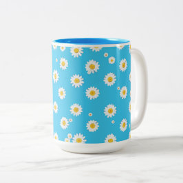 Sky Bloom Daisies Tweekleurige Koffiemok