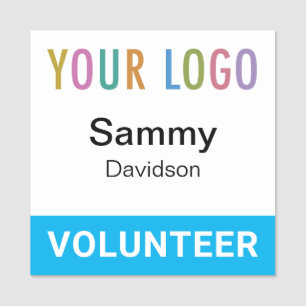 Sky Blue 2x2 Vrijwilliger Badge Logo Pin of Magnet