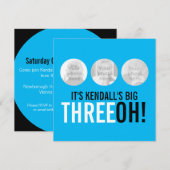 Sky blue 30th THREEOH! Fotoverjaardag Kaart (Voorkant / Achterkant)