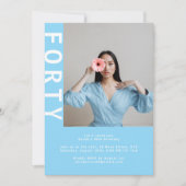 Sky Blue 40th Birthday Invitation (Devant)
