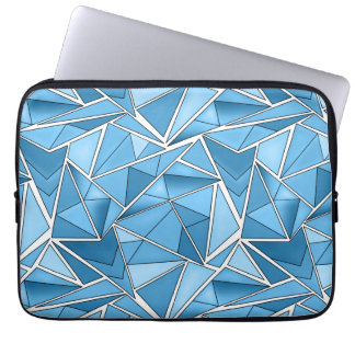Sky blue and blue geometric shapes pattern modern  laptop sleeve