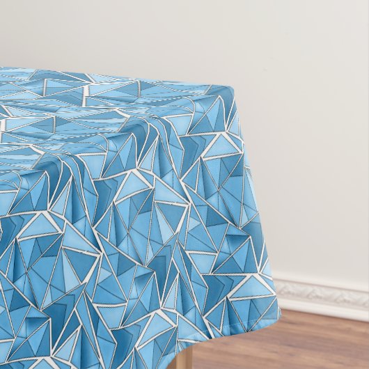 Sky blue and blue geometric shapes pattern modern  tafelkleed (Voorbeeld)