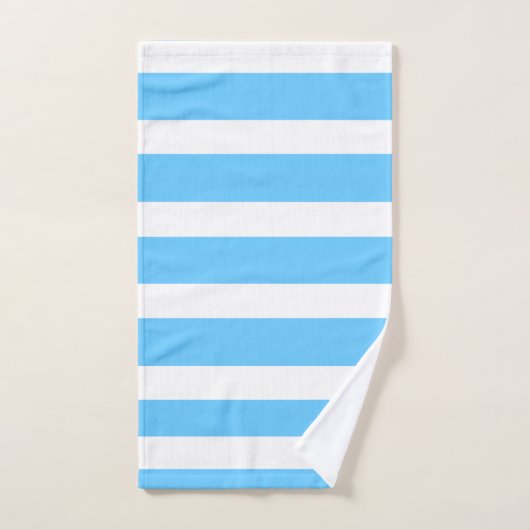 Sky Blue and White Cabana Stripes  (Serviette à main)