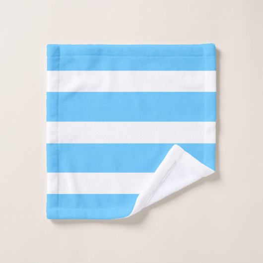 Sky Blue and White Cabana Stripes  (Gant de toilette)