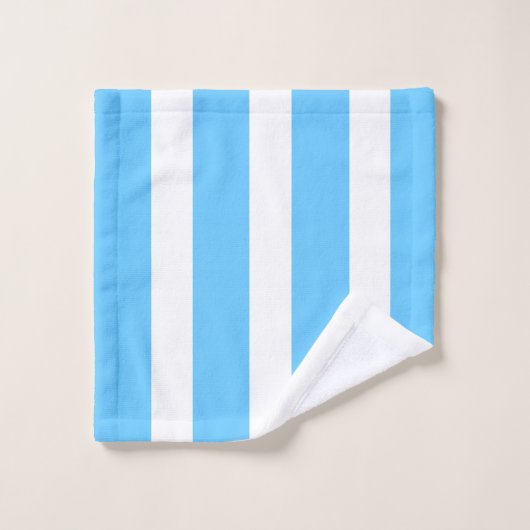 Sky Blue and White Cabana Stripes  (Gant de toilette)