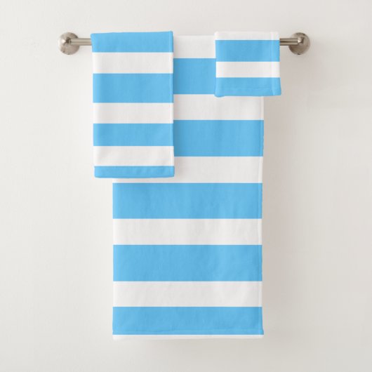 Sky Blue and White Cabana Stripes  Bad Handdoek (Insitu)