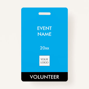 Sky Blue and White Event Volunteer Logo Badge