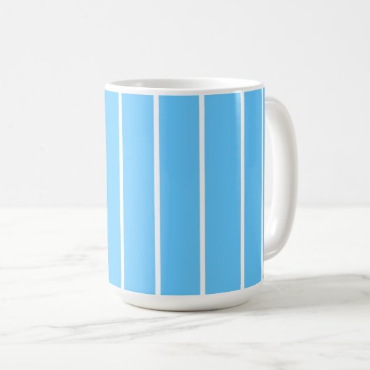Sky Blue and White Summer Stripes Koffiemok (Voorkant rechts)
