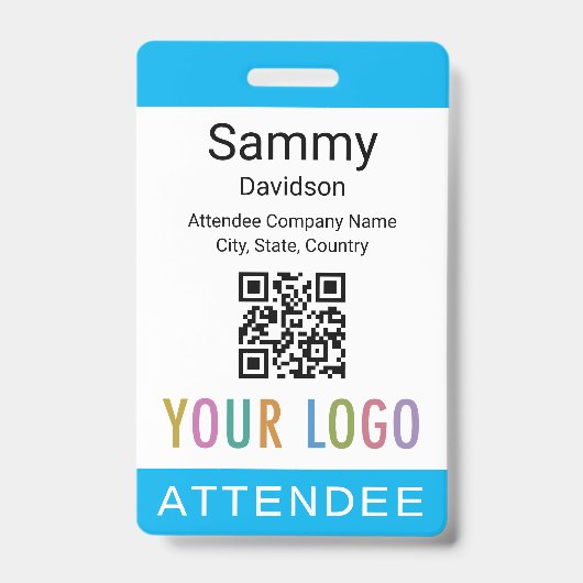 Sky Blue Attendee Badge Event Guest QR Code Logo (Avant)