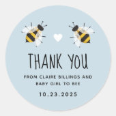 Sky Blue Baby to Bee Shower Dank u Ronde Sticker (Voorkant)