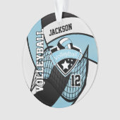 Sky Blue, Black en White Volleyball 🏐 ❤ Ornament (voorkant)