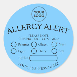 Sky Blue Black Voedselallergie Alert Ronde Sticker