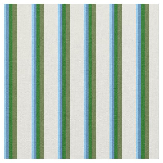 Sky Blue, Blue, Green, Dark Olive Green & Beige Stof (Close Up)