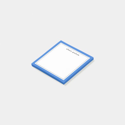 Sky Blue Border Add Name Personalized Post-it® Notes (Schuin)