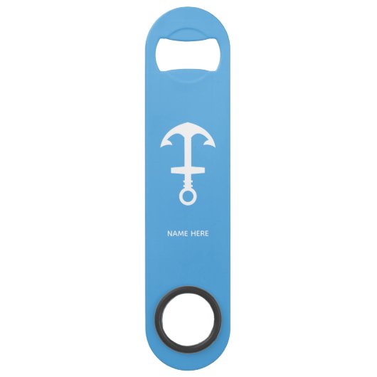 Sky Blue Bottle Opener Custom Text Bar Key Gift (Devant)