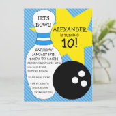 Sky Blue Bowling Bash Bowling Birthday Party Kaart (Staand voorkant)
