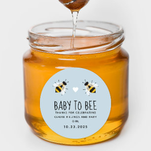 Sky Blue Boy Baby to Bee Honey Shower Favoriet Ronde Sticker